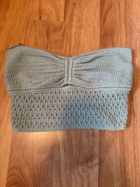 Strapless Knit  Top in Sage Green